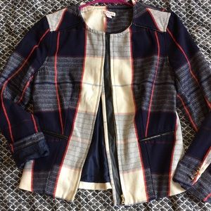 Merona Plaid Moto Cotton Blazer — Size XS